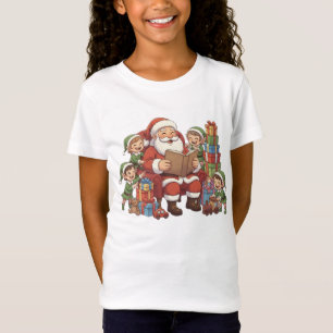 Santa und seine Elfen – Süße Weihnachtsillustratio T-Shirt