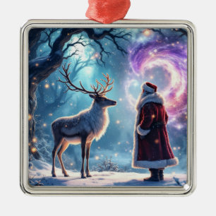 Santa und seine Rentiere Weihnachtszauber Ornament Aus Metall