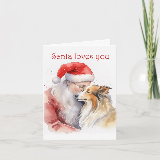 Santa und Sheltie Karte (Vorderseite)