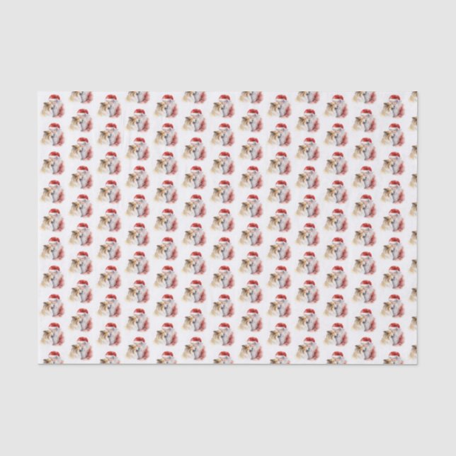 Santa und Sheltie Seidenpapier (Vorderseite)