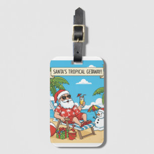 Santa und Snowman am Strand Gepäckanhänger