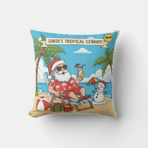 Santa und Snowman am Strand Kissen