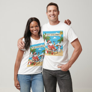 Santa und Snowman am Strand T-Shirt