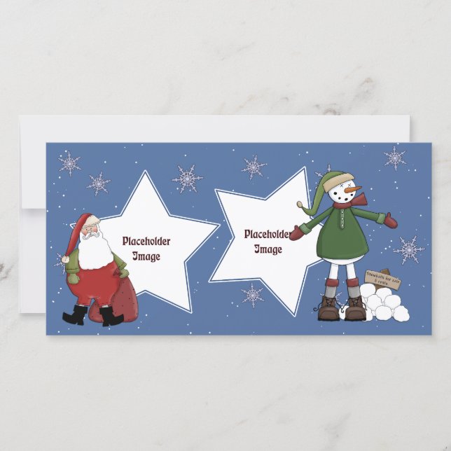 Santa und Snowman Feiertagskarte (Vorderseite)