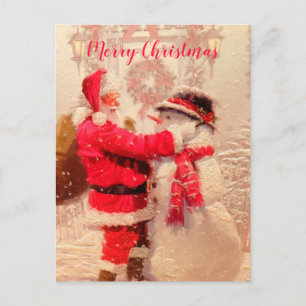 Santa und Snowman Postkarte