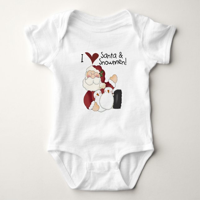 Santa und Snowmen T - Shirt und Geschenke (Vorderseite)