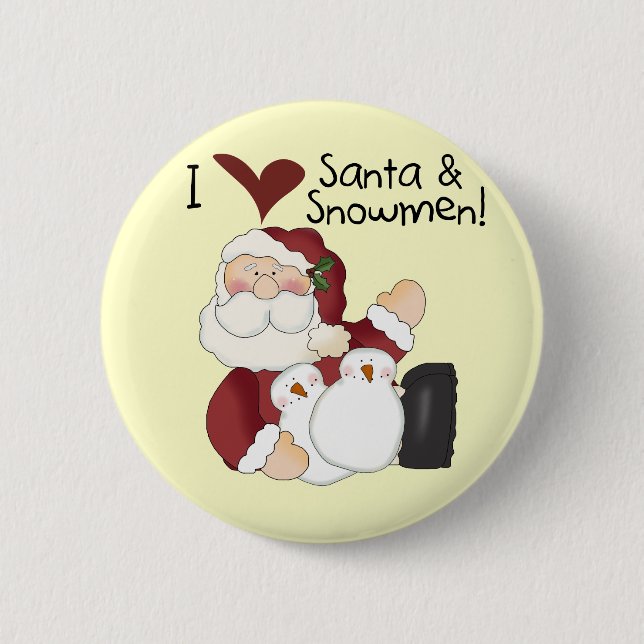 Santa und Snowmen T - Shirt und Geschenke Button (Vorderseite)