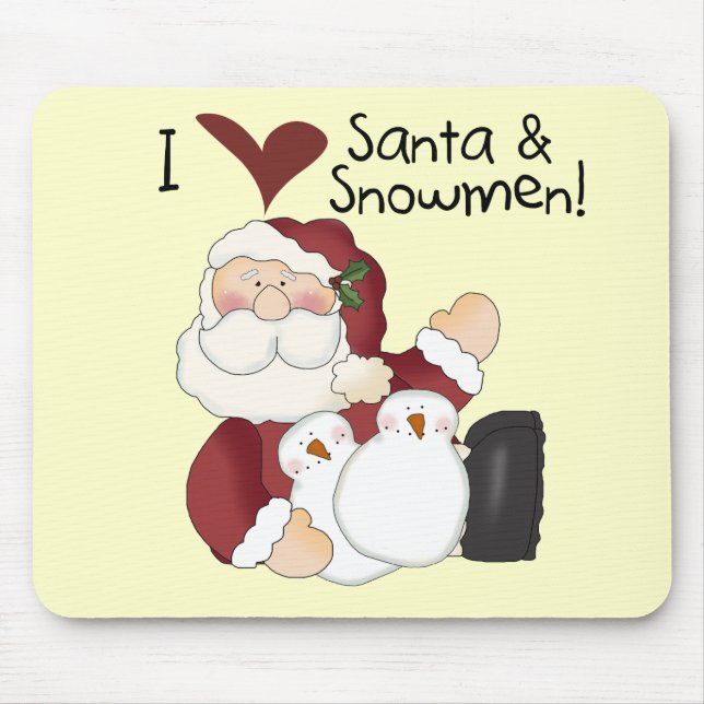Santa und Snowmen T - Shirt und Geschenke Mousepad (Vorne)