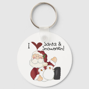 Santa und Snowmen T - Shirt und Geschenke Schlüsselanhänger