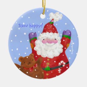 Santa und Teddy-Ornament Keramikornament