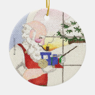 Santa und Zug Keramik Ornament