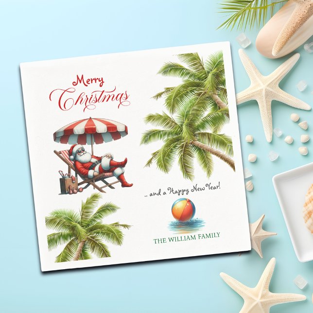 Santa under a Beach Umbrella Christmas Serviette (Von Creator hochgeladen)