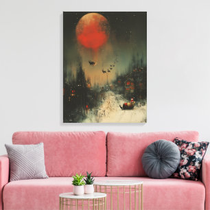 Santa under the Blood Moon - Ölgemälde Leinwanddruck