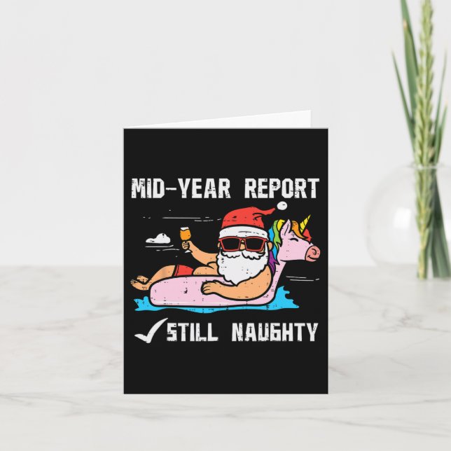 Santa Unicorn Floatie Still Naughty Funny Christma Karte (Vorderseite)