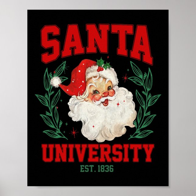 Santa University Funny Retro Weihnachten Poster (Vorne)