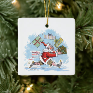 Santa Unprepared quadratischer Keramik-Schmuck Keramikornament