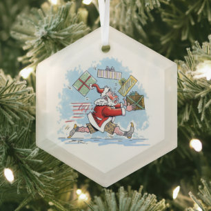 Santa Unprepared Sechseck Glas Weihnachtsbaumanhän Ornament Aus Glas