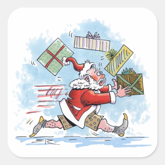 Santa Unvorbereitet große Quadrat Aufkleber (Vorderseite)