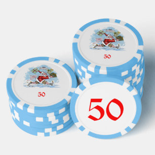 Santa Unvorbereitet hellblau 50 gestreifter Poker Pokerchips