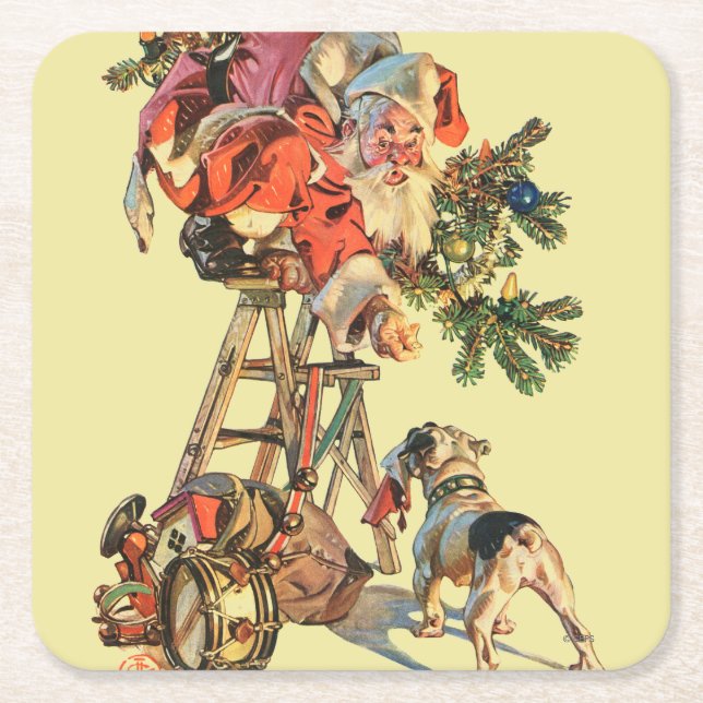 Santa Up a Lady Rechteckiger Pappuntersetzer (Vorderseite)