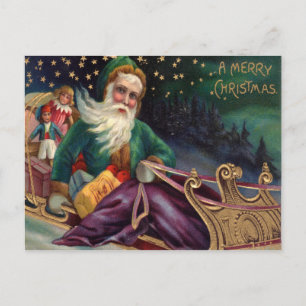 Santa Vintag ein frohes Weihnachtsfest Feiertagspostkarte