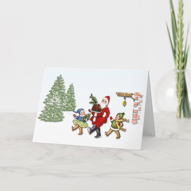 Santa Vintag Feiertagskarte (Vorderseite)