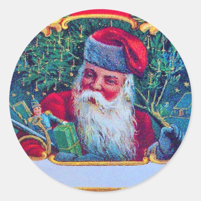 SANTA VINTAG RUNDER AUFKLEBER (Vorderseite)