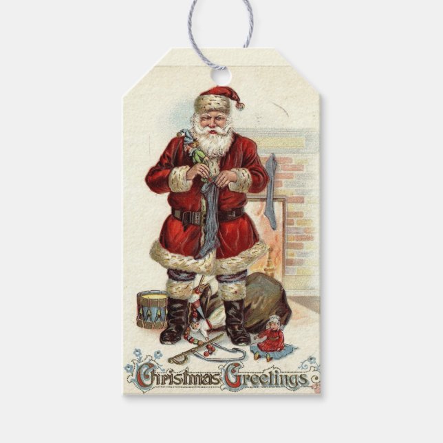 Santa Vintage Geschenkmarke Geschenkanhänger (Vorderseite)