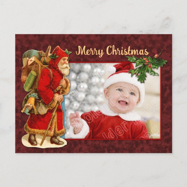 Santa Vintage Gestaltung Feiertagspostkarte (Vorderseite)