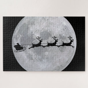 Santa volant vers la Lune Puzzle