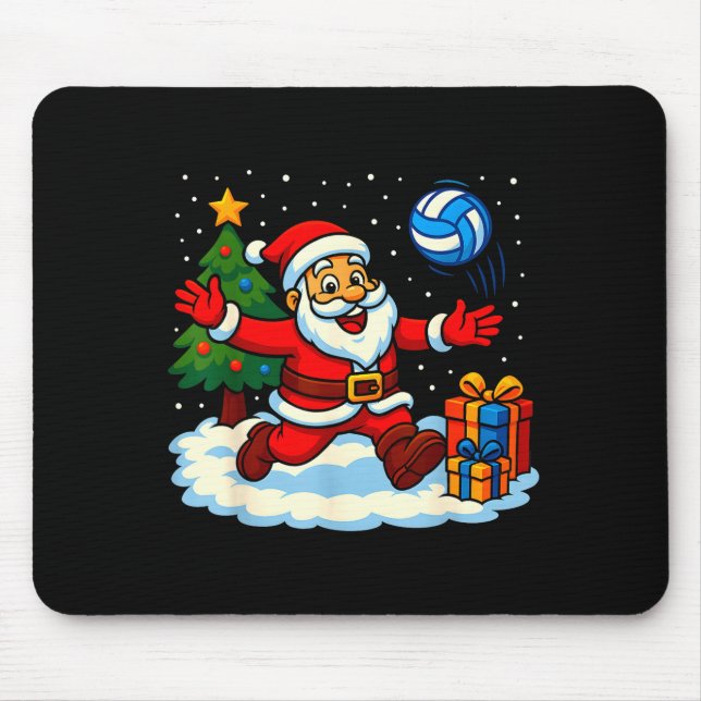 Santa Volleyball Playing Srt Christmas Tree Xmas P Mousepad (Vorne)