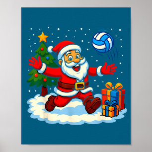 Santa Volleyball spielender Srt Weihnachtsbaum Xma Poster