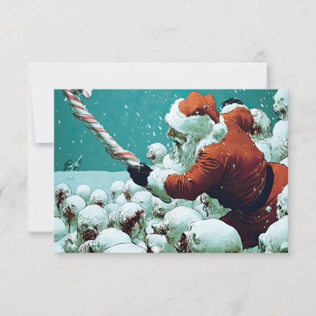 Santa vs Schneemänner Flache Grußkarte Karte (Vorderseite)