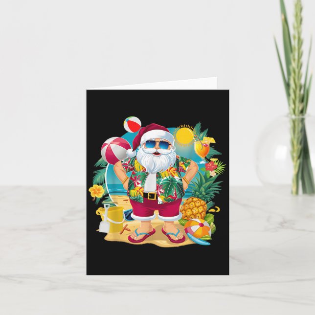 Santa Weihnachten im Juli am Strand Hawaiian Somme Karte (Vorderseite)