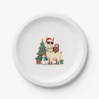 Santa Weihnachten Lustiger Lama Faultier Weihnacht Pappteller