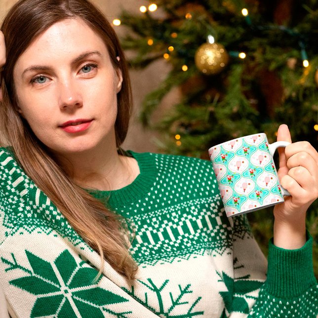 Santa Weihnachten Pickleball Ogee Muster Kaffeetasse (Von Creator hochgeladen)