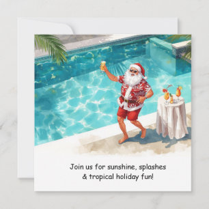 Santa Weihnachts-Poolparty-Einladung Einladung