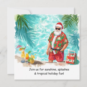 Santa Weihnachts-Poolparty-Einladung Einladung
