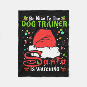 Santa Weihnachts-Pyjama Sei nett zum Hundetrainer Fleecedecke