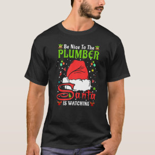 Santa Weihnachts-Pyjama Sei nett zum Klempner Weih T-Shirt