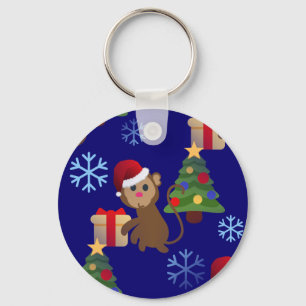 Santa Weihnachtsaffe Emoji Schlüsselanhänger