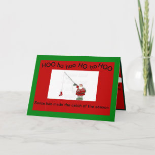 Santa Weihnachtsfischen auf einer Weihnachtskarte Karte