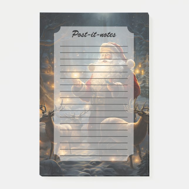 Santa Weihnachtsnacht Schneewald Post-it Klebezettel (Vorderseite)