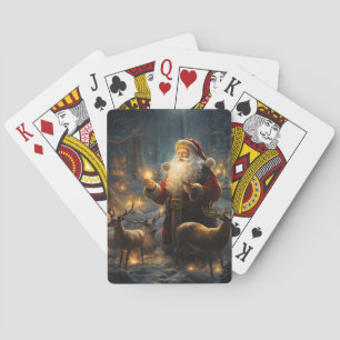 Santa Weihnachtsnacht Schneewald Spielkarten