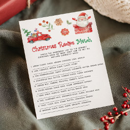 Santa Weihnachtsrezept-Paarungsspiel Feiertagskarte