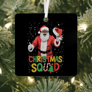 Santa-Weihnachtstrupp Schwarz Afroamerikanisch Ornament Aus Metall