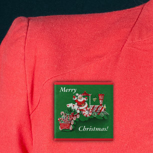 Santa-Weihnachtszug-Knopf Button