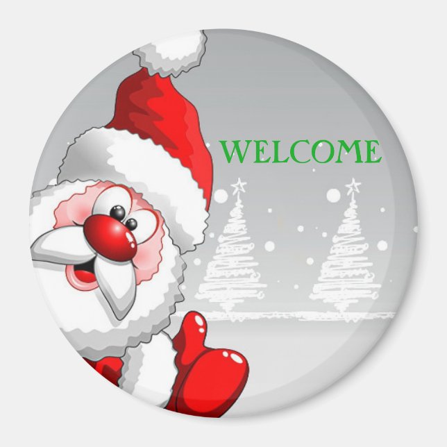 Santa WELCOME Round Magnet (Vorne)