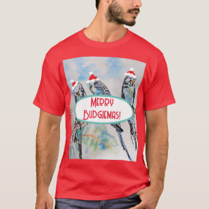Santa Wellensittich Weihnachts-Wasserfarbenmalerei T-Shirt