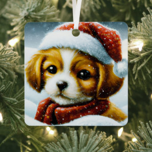 Santa Welpe Ornament Aus Metall